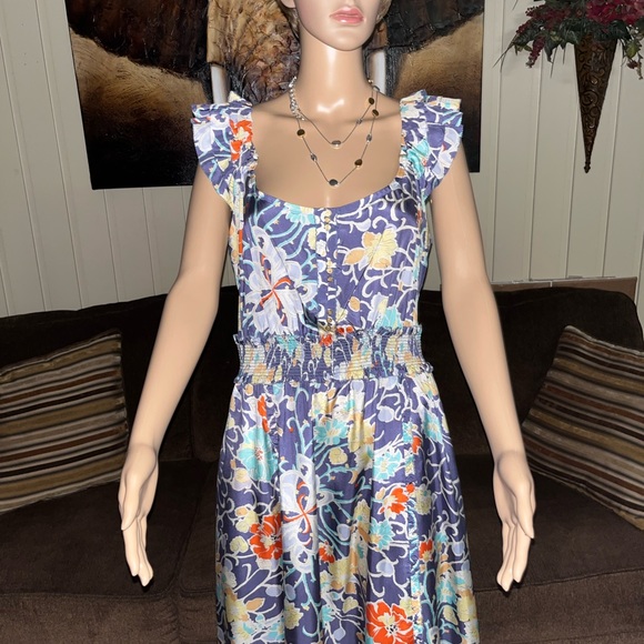 Leifsdottier • Maxi • Boho • Multi-Colors • Floral • Silk • Size 12 • Dress - Picture 4 of 16